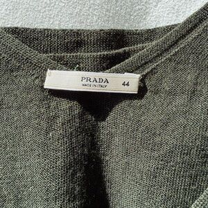 Prada woman’s Olive Deep V neck merino/silk Sweater